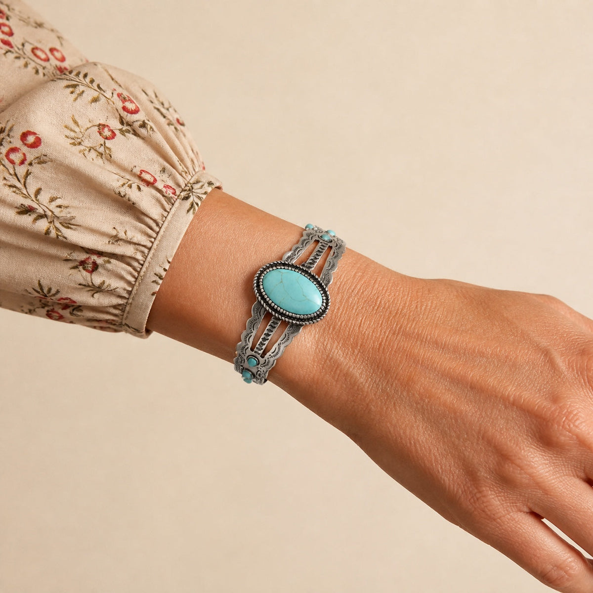 Oval Turquoise Open Bracelet