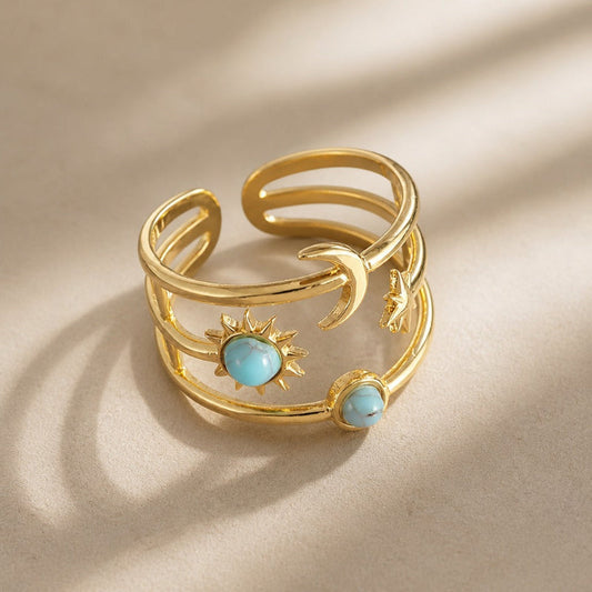 Luxe Celestial Turquoise Ring