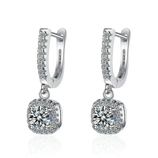 Classic White Gold Stone Earrings