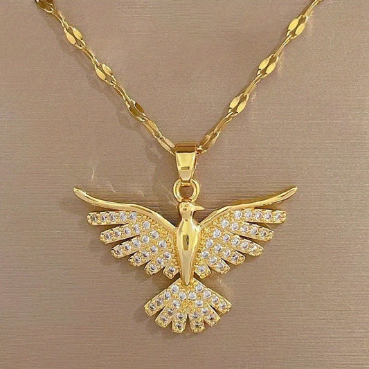 White Gold Phoenix Zirconia Necklace