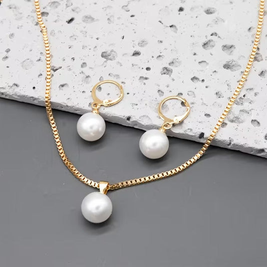 3-Piece Pearl Necklace and Earring Set