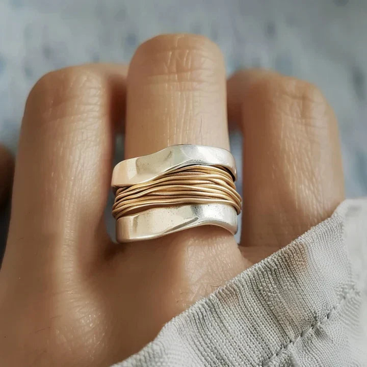 Vintage Silver Gold Thread Ring