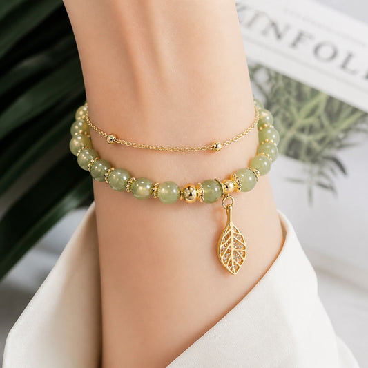 Jade Beaded Double Layer Bracelet