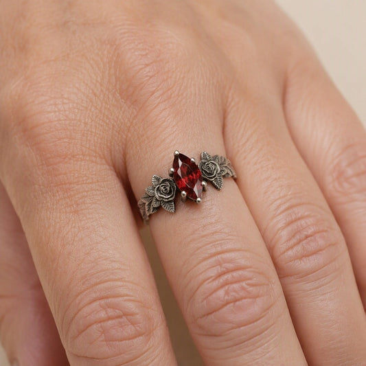 Vintage Rose Garnet Ring
