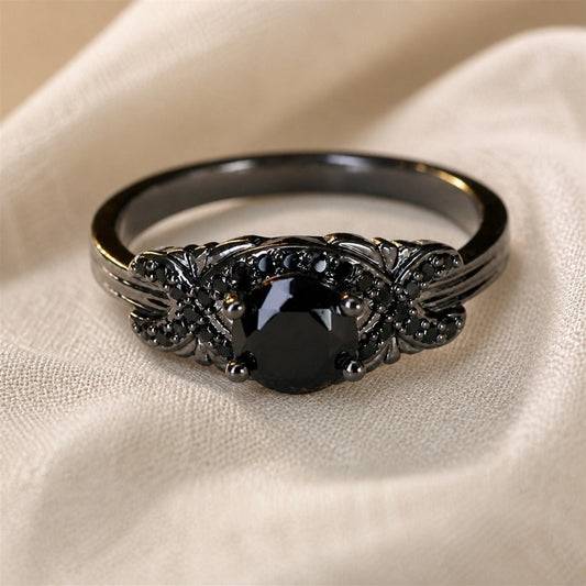 Vintage Black Blossom Ring