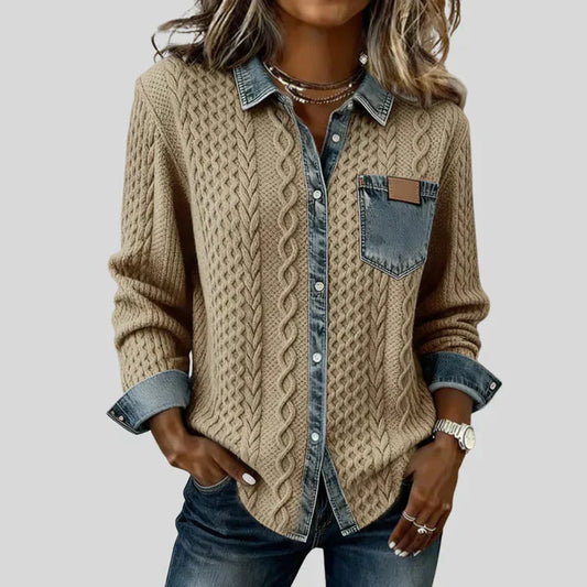 Simora™ | Denim Patchwork Shirt