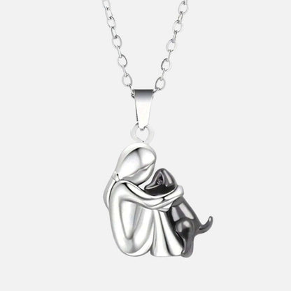 "Forever in Your Heart" Dog Hug Pendant Necklace