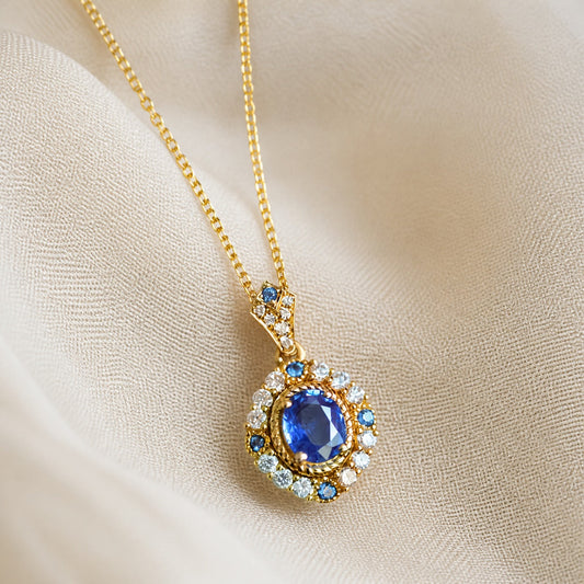 Vintage Sapphire Golden Necklace