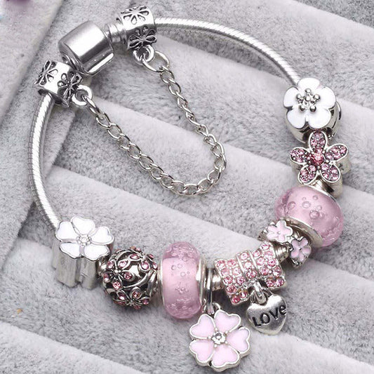 Vintage Pink Silver Bracelet