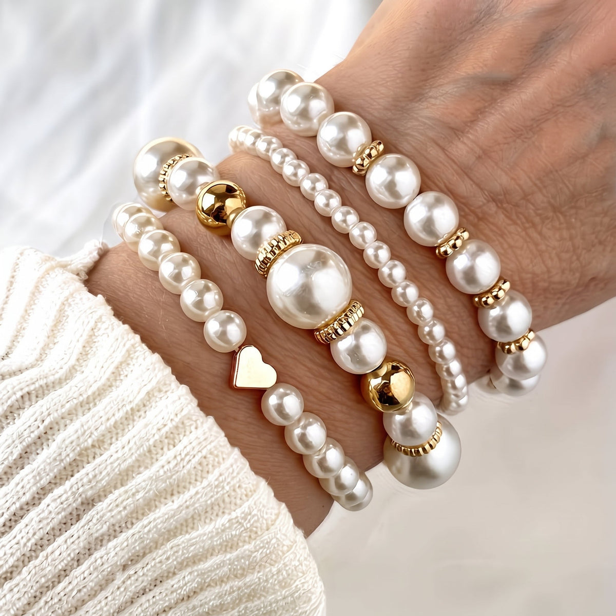 Elegant Pearl Bracelet Set