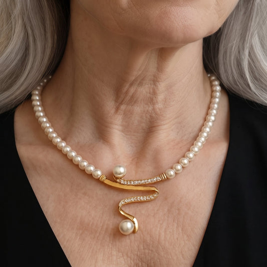 Elegant Wave Pearl Jewelry Set