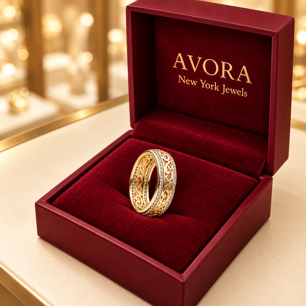 Shiny Hollow Gold Ring