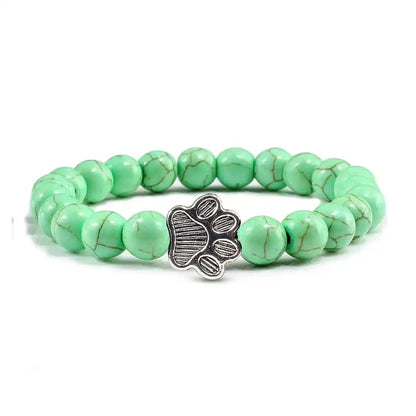 Beaded Paw Bracelet Natural Stone Design
