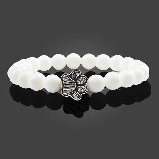 Beaded Paw Bracelet Natural Stone Design