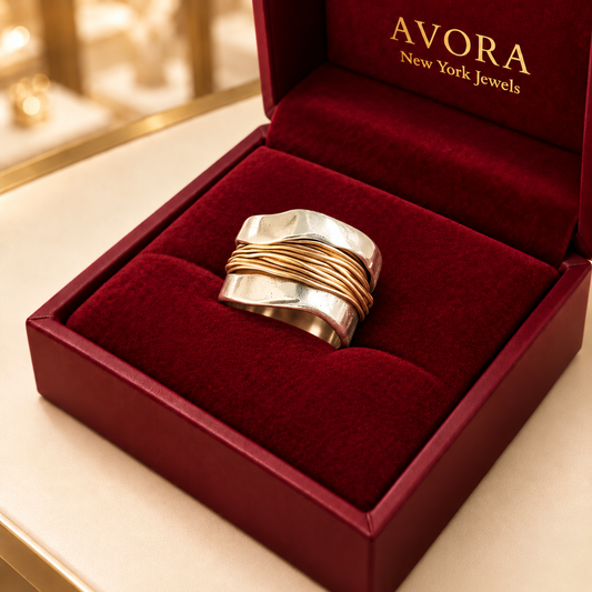 Vintage Silver Gold Thread Ring