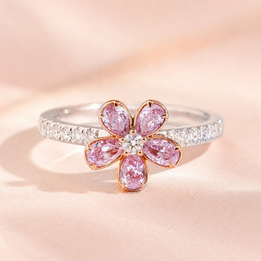 Lustrous Pink Blossom Ring
