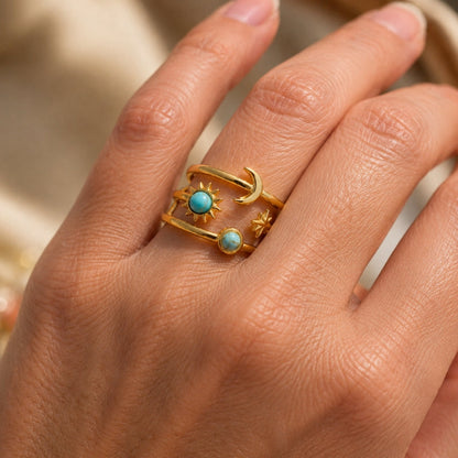 Luxe Celestial Turquoise Ring