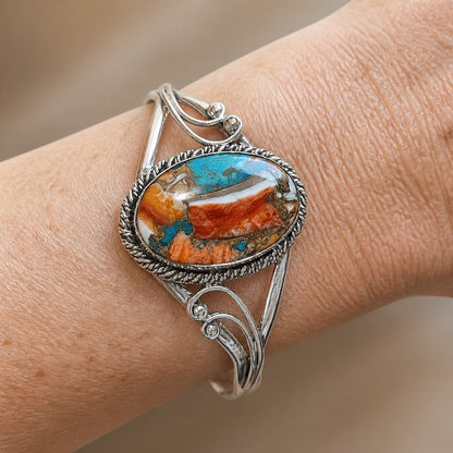 Vintage Oval Stone Cuff Bracelet