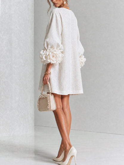 Floral Button-down Mini Dress With Striking Floral Cuffs