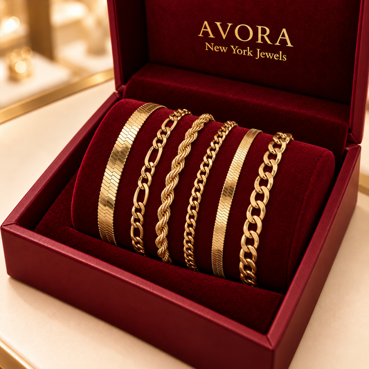 Set Gold Bracelets with Different Chain Styles