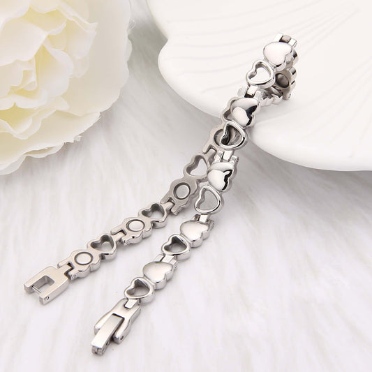 Elegant White Gold Heart Bracelet