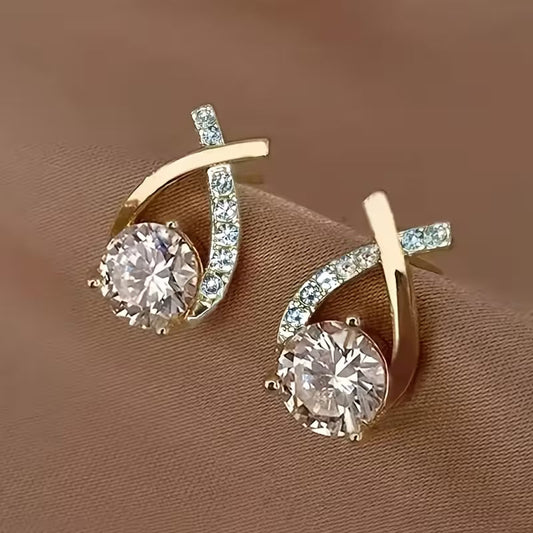 Luxury Twisted Teardrop Cubic Stud Earrings