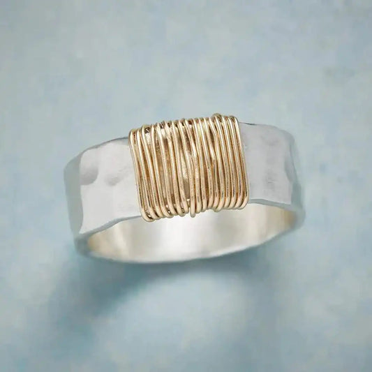 Golden Thread Silver Ring