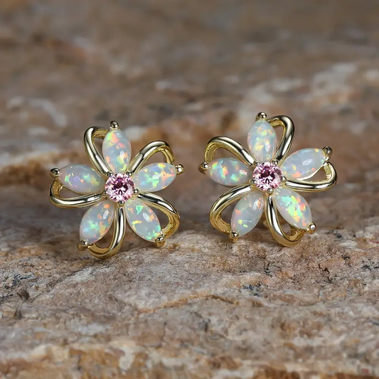 Opal Daisy Earrings