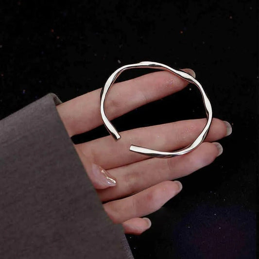 Thick Adjustable Irregular 925 Silver Bracelet