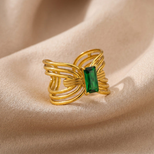 Emerald Essence Twist Ring