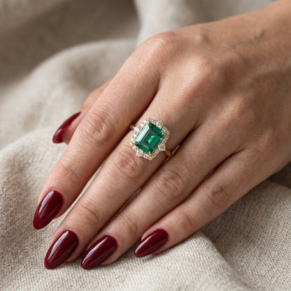 Golden Pavilion Emerald Ring
