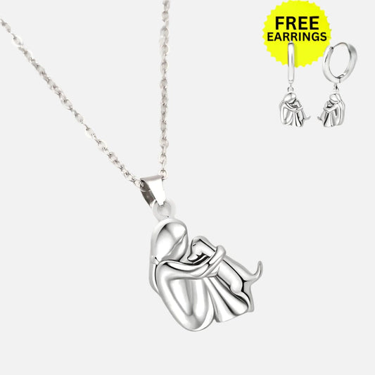 Hug Pendant Necklace + Free Earrings